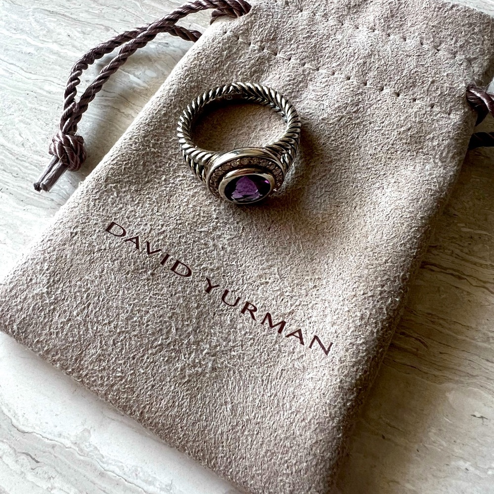 David Yurman Amethyst and Diamond Round Albion Ring *Vintage*